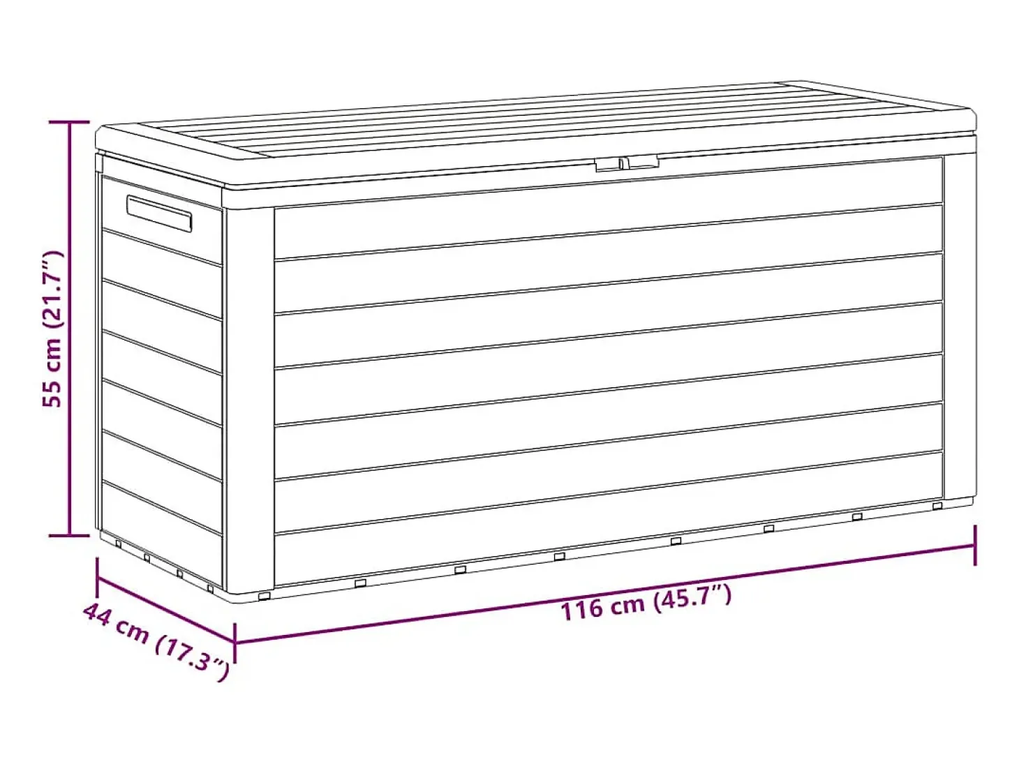 Caixa de arrumação para jardim 116x44x55 cm castanho