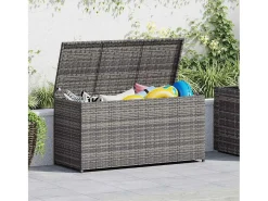 Caixa de arrumação para jardim 120x50x60 cm vime PE cinzento