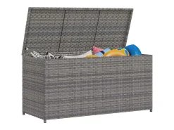 Caixa de arrumação para jardim 120x50x60 cm vime PE cinzento