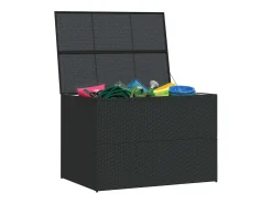 Caixa de arrumação para jardim 150x100x100 cm vime PE preto