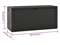 Caixa de arrumação para jardim 116x44x55 cm antracite
