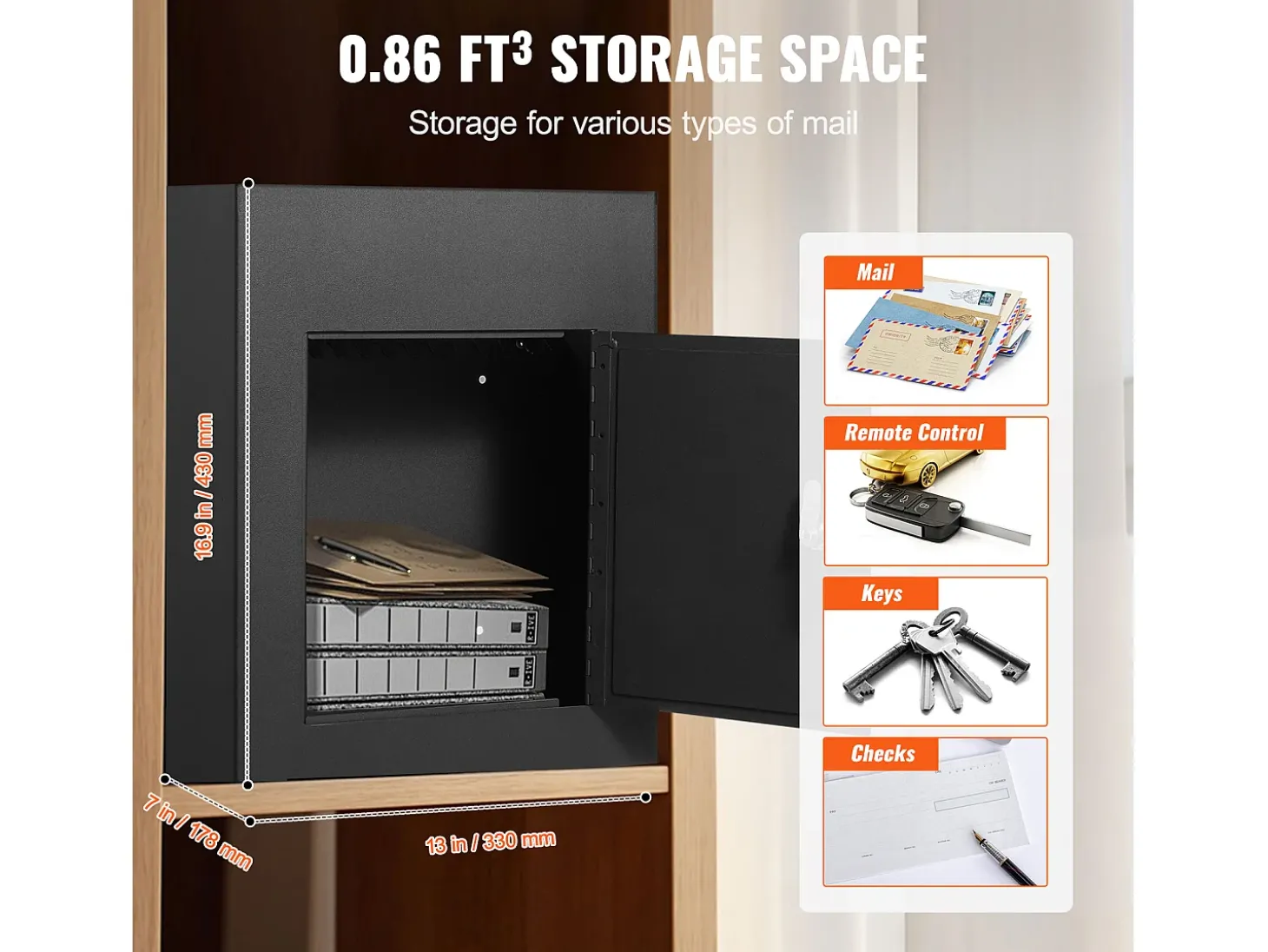 Caixa de Correio de Parede SucceBuy – Aço Robusto, 33x18x43 cm, Fechadura de Combinacao, Preto – Armazenamento Seguro de Correio
