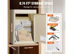 Caixa de Correio de Parede SucceBuy 31.8 x 16 x 42.9 cm, Caixa de Correio de Aço Robusto com Fechadura de Código, Bege – Armazenamento Seguro de Correio