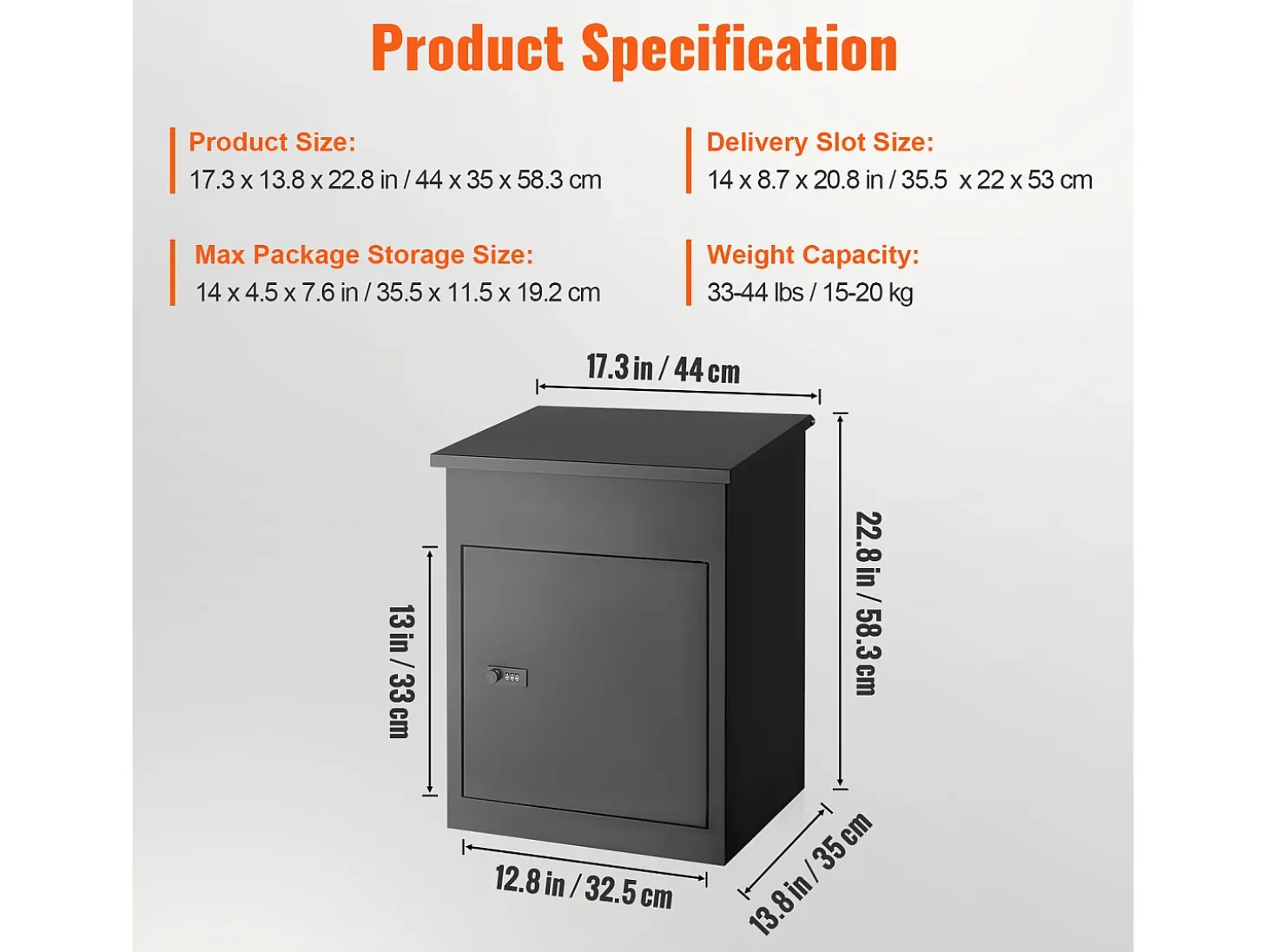 Caixa de Encomendas, SucceBuy Caixas de Correio Exteriores 44x35x58,3 CM, Aço Galvanizado, Fechadura Codificada