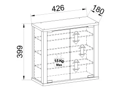 Caixa de exposição de vidro VCM pendurada | Vitrine de vidro com vidro de segurança ESG | Dimensões: A. 40 x L. 43 x P. 18 cm | Vitrosa S (Branco)