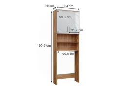 Caixa de tejadilho branco alto brilho/carvalho goldkraft 64x26x190.5 irma