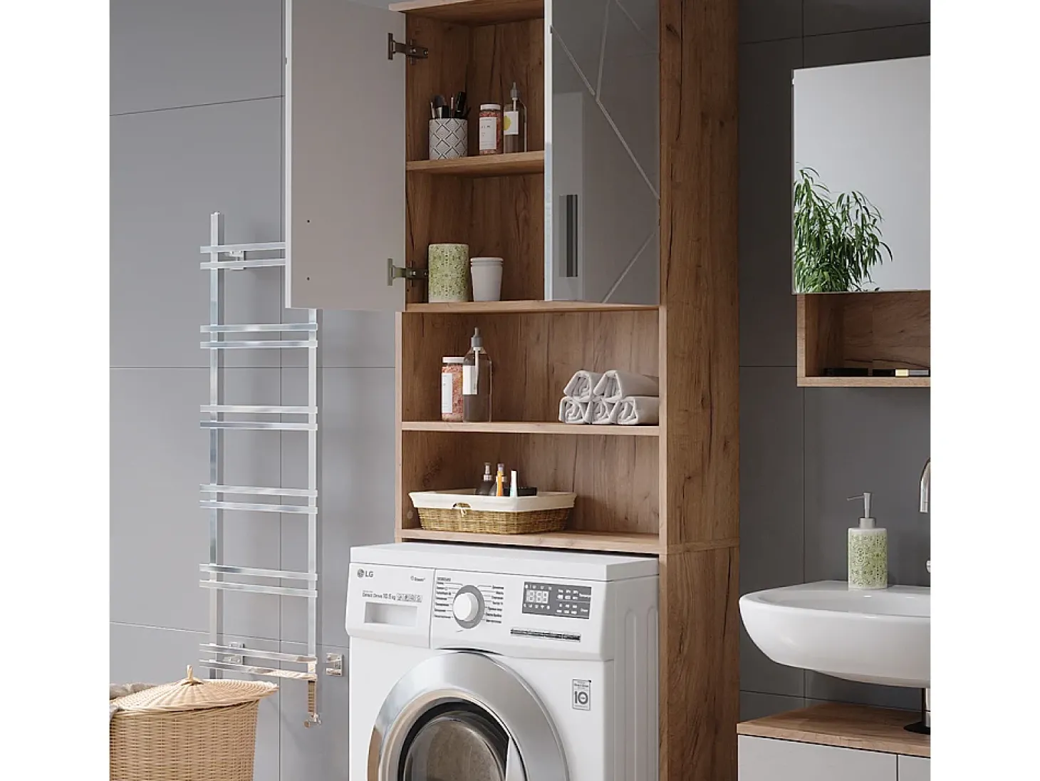 Caixa de tejadilho branco alto brilho/carvalho goldkraft 64x26x190.5 irma