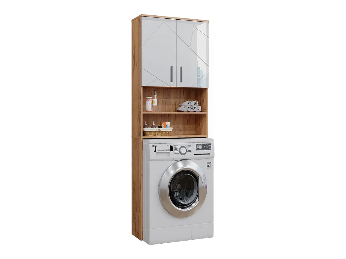 Caixa de tejadilho branco alto brilho/carvalho goldkraft 64x26x190.5 irma