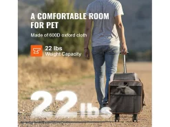 Caixa de Transporte para Gatos SucceBuy com Rodas, Aprovada Pelas Companhias Aéreas, 10 KG, Cinzenta