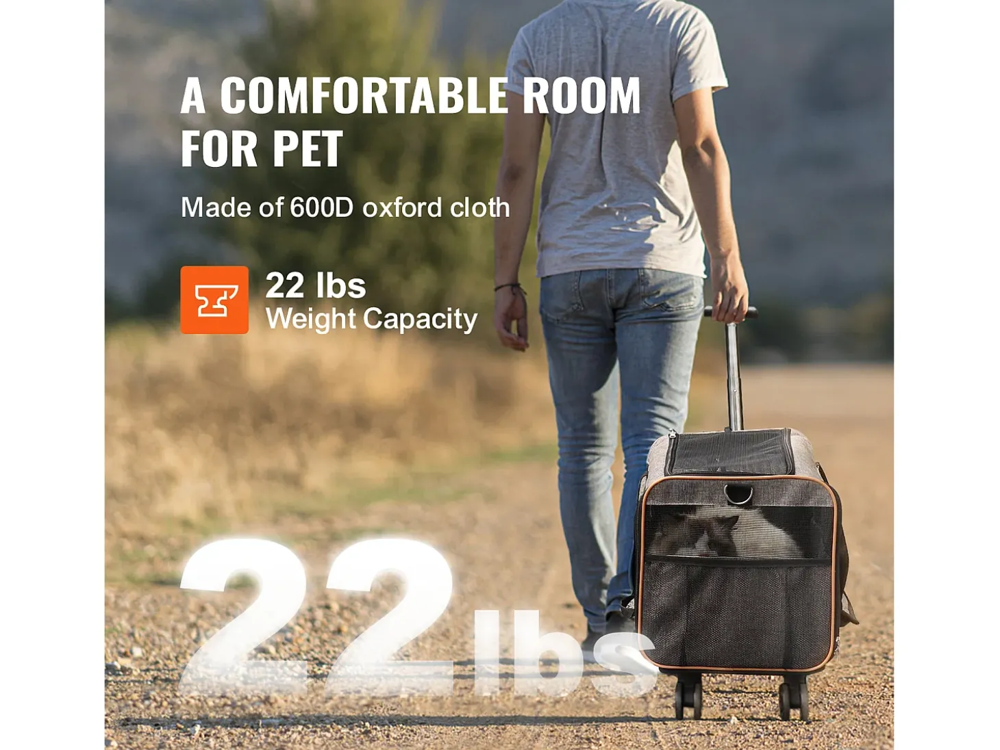 Caixa de Transporte para Gatos SucceBuy com Rodas, Aprovada Pelas Companhias Aéreas, 10 KG, Cinzenta