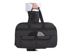 Caixa de Transporte para Gatos com Rodas SucceBuy com Pega, Capacidade para 16 KG, Preta