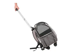 Caixa de Transporte para Gatos com Rodas SucceBuy, Caixa de Transporte para Animais de Estimação com Rodas, 8 KG, Cinzento