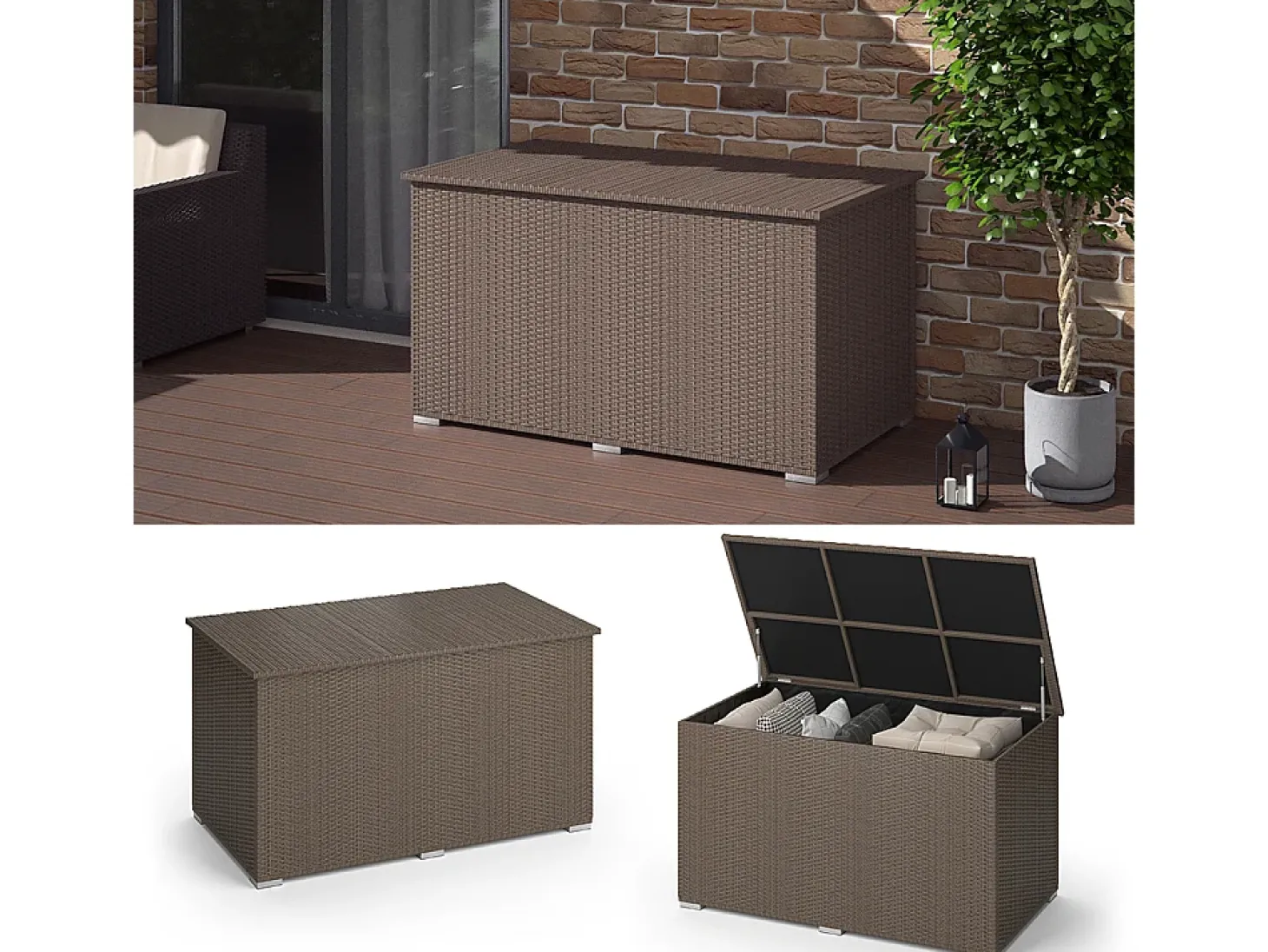 Caixa para almofadas marrom 146x83x80