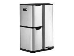 Caixote de reciclagem pedal em inox, 3 compartimentos, 60L - DUMEO