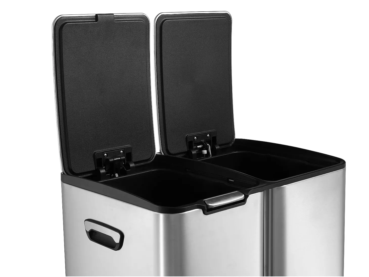 Caixote de reciclagem pedal em inox, 3 compartimentos, 60L - DUMEO