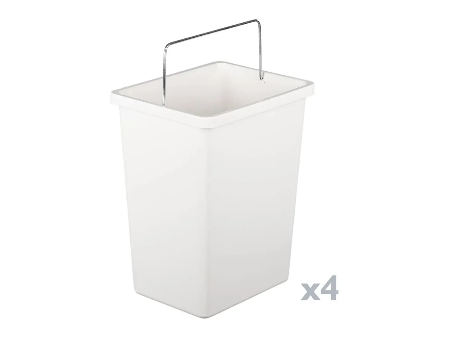 Caixote do lixo 0, Caixote do lixo que economiza espaço, Caixote do lixo para reciclagem com 4 baldes, 60x25h92 cm, Branco