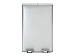 caixote do lixo de reciclagem de pedal em inox, 2 compartimentos de 30L, Cromado, GANEM