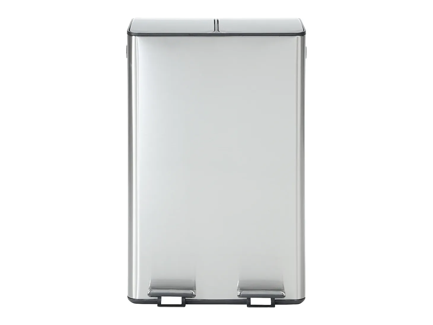 caixote do lixo de reciclagem de pedal em inox, 2 compartimentos de 30L, Cromado, GANEM