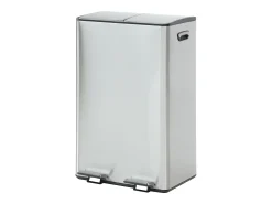 caixote do lixo de reciclagem de pedal em inox, 2 compartimentos de 30L, Cromado, GANEM