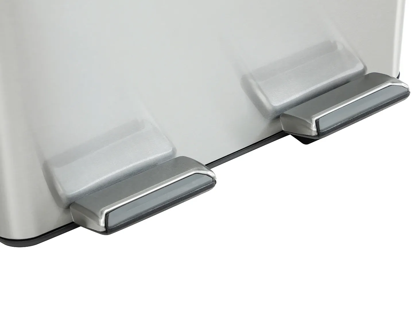 caixote do lixo de reciclagem de pedal em inox, 2 compartimentos de 30L, Cromado, GANEM
