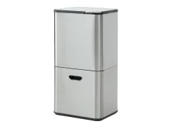 Caixote do lixo de triagem anti-marcas 60L em inox, 2 compartimentos, ZAMILO