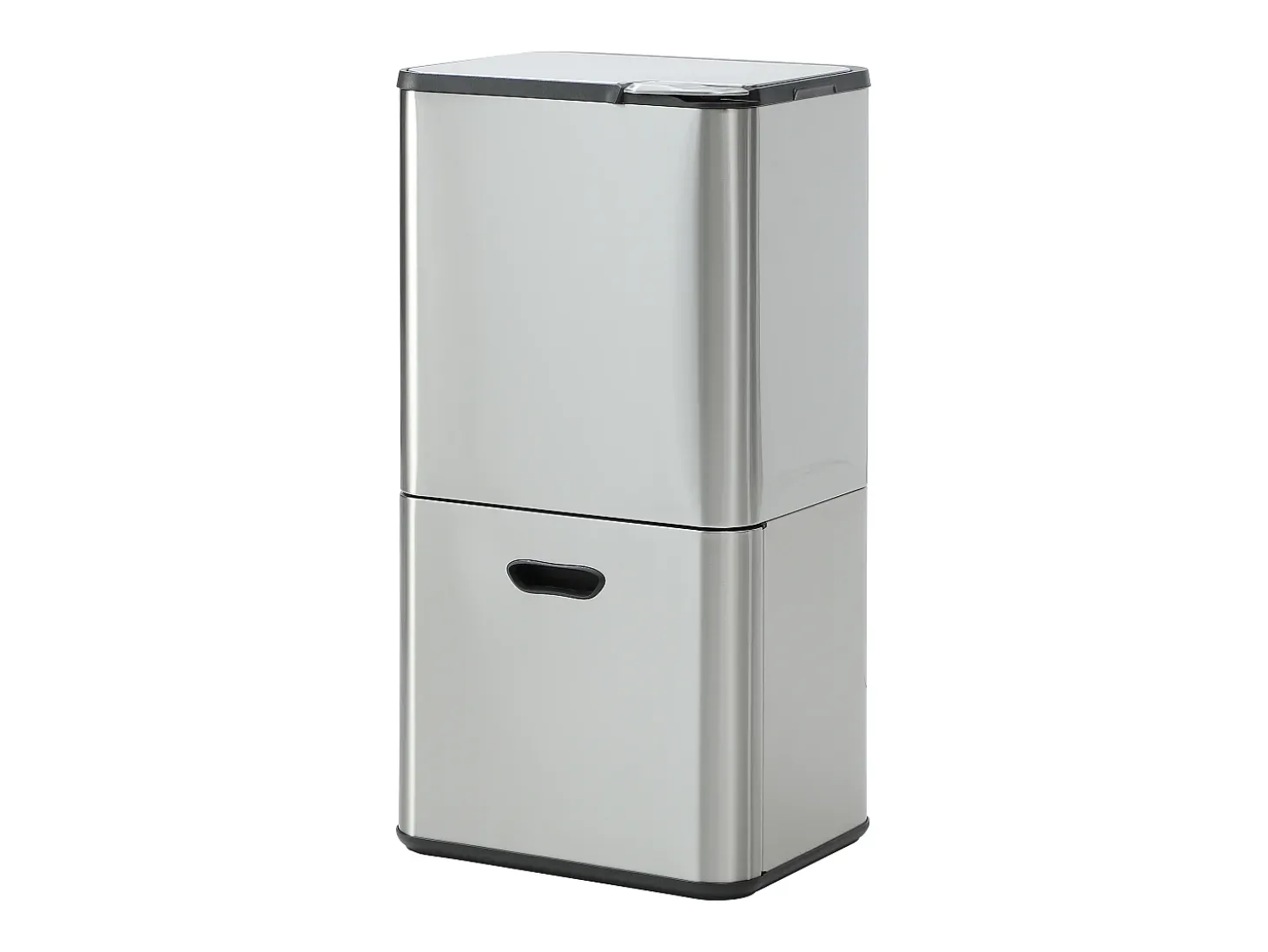 Caixote do lixo de triagem anti-marcas 60L em inox, 2 compartimentos, ZAMILO