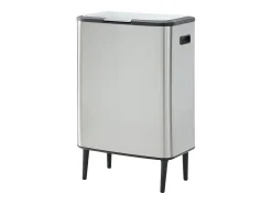 Caixote do lixo de triagem anti-marcas com pé, 60L + 5L, Aço Inox, 2 compartimentos, DRAVIK