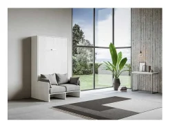 Cama 120 Kentaro sofá dobrável vertical Branco Cinza
