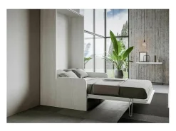 Cama 120 Kentaro sofá dobrável vertical Branco Cinza
