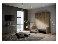 Cama 120 Kentaro sofá dobrável vertical Nogueira
