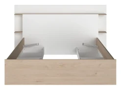 Cama 140 x 190/200 cm com 4 gavetas cor natural e branco + sommier - TILONIDE