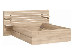 Cama 140 x 200 cm com 4 gavetas cor natural + estrado + colchão - TENALIA