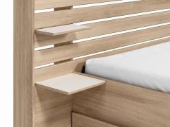Cama 140 x 200 cm com 4 gavetas cor natural + estrado + colchão - TENALIA
