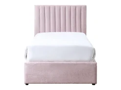 Cama 90 x 190 cm com 2 gavetas em tecido rosa - SARAH