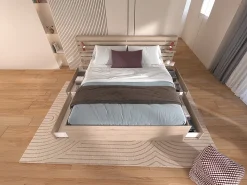 Cama 140 x 190/200 cm com 4 gavetas cor natural - TENALIA II