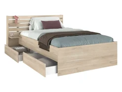 Cama 120 x 190 cm com 4 gavetas cor natural - TENALIA