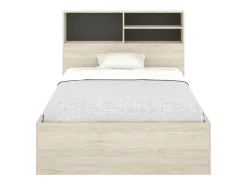 Cama 120 x 190 cm com arrumação em cor natural e antracite - VARDIEL
