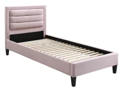 Cama 90 x 190 cm com cabeceira de cor rosa + colchão - MACHUPIO