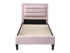 Cama 90 x 190 cm com cabeceira de cor rosa + colchão - MACHUPIO