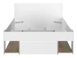Cama 120 x 190/200 cm com espaço de arrumação branco e natural - KINSELIA