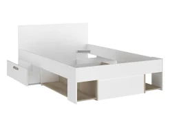 Cama 120 x 190/200 cm com espaço de arrumação branco e natural - KINSELIA