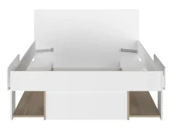 Cama 120 x 190/200 cm com espaço de arrumação branco e natural + sommier - KINSELIA