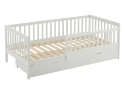 Cama 90 x 190 cm com gaveta em pinho e MDF na cor branca - PROVIATI