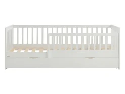 Cama 90 x 190 cm com gaveta em pinho e MDF na cor branca - PROVIATI