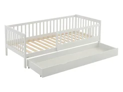 Cama 90 x 190 cm com gaveta em pinho e MDF na cor branca - PROVIATI