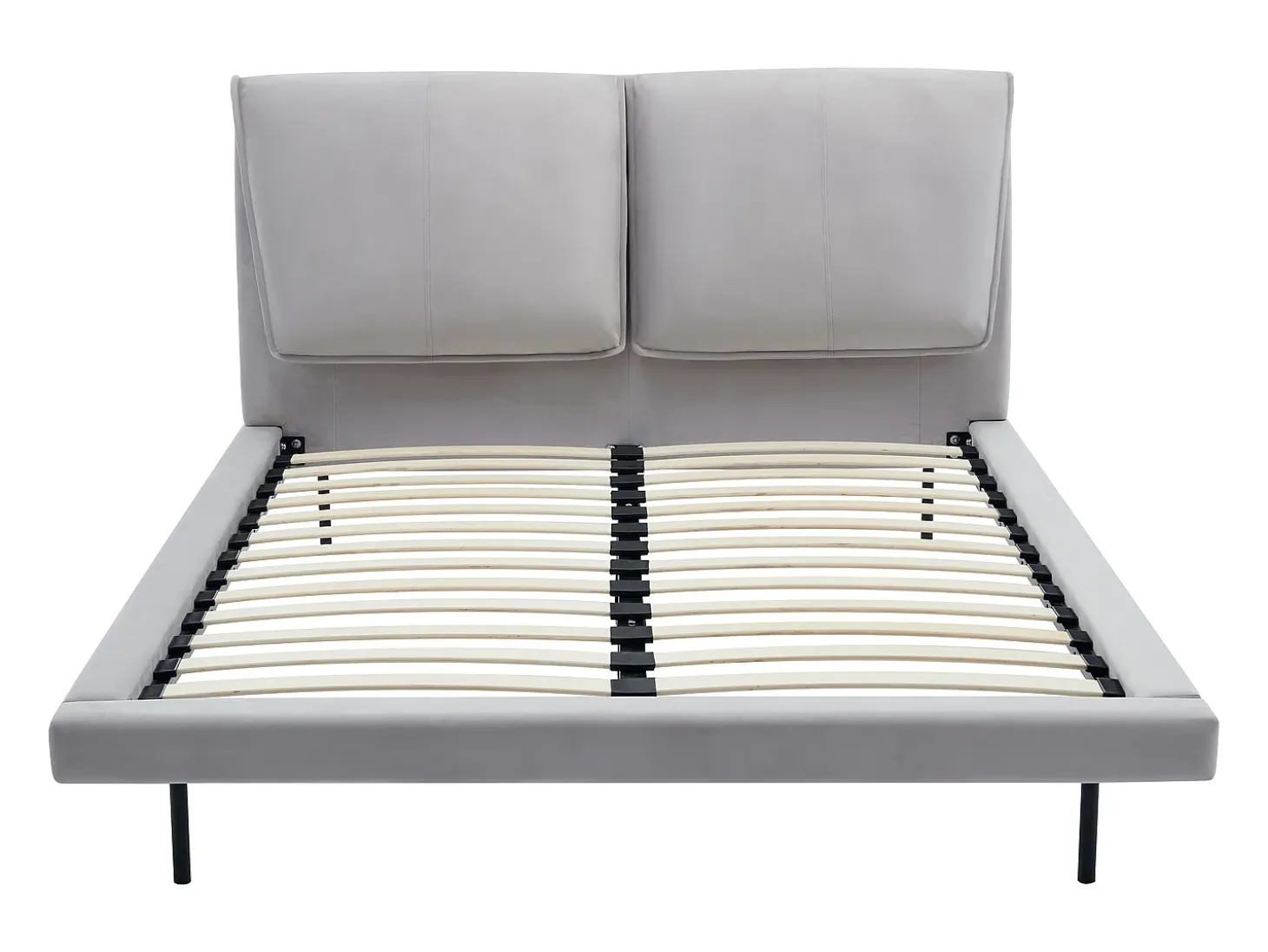 Cama 140 x 190 cm em veludo de cor cinza - IBEDIA