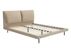 Cama 140 x 190 cm em veludo de cor taupe + colchão - IBEDIA