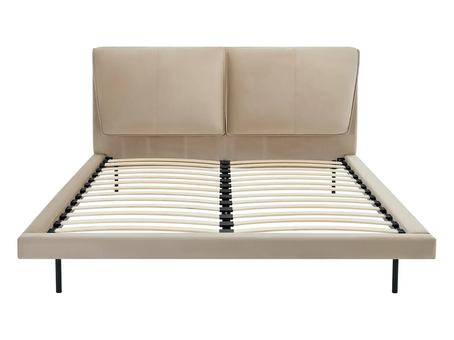 Cama 140 x 190 cm em veludo de cor taupe + colchão - IBEDIA