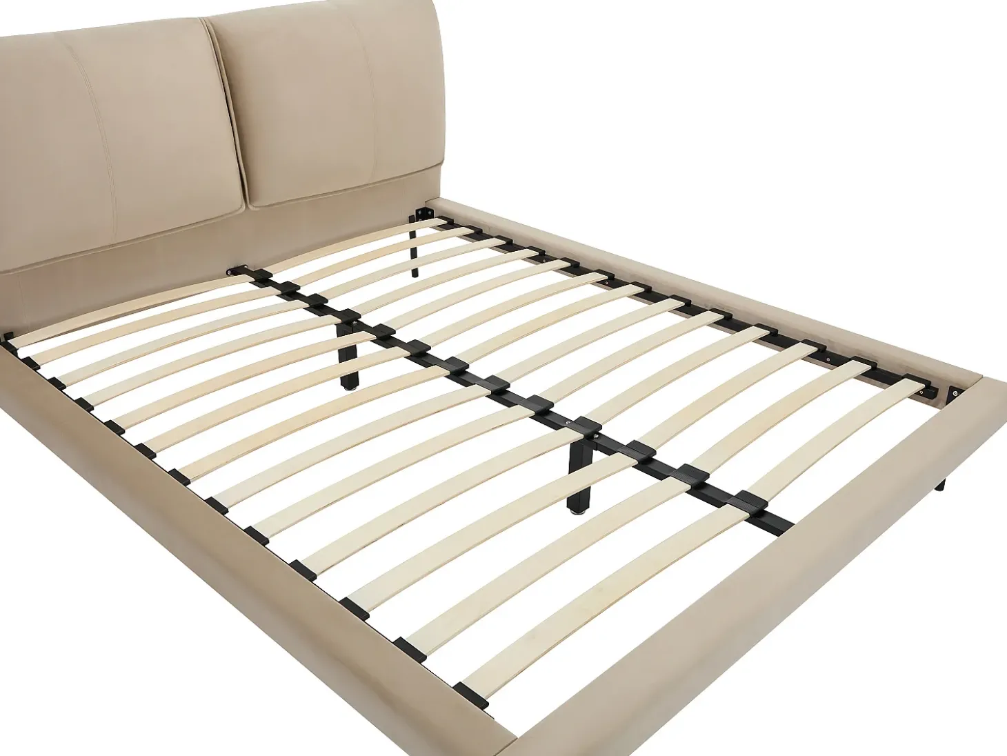 Cama 140 x 190 cm em veludo de cor taupe + colchão - IBEDIA