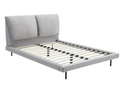 Cama 140 x 190 cm em veludo de cor cinza + colchão - IBEDIA